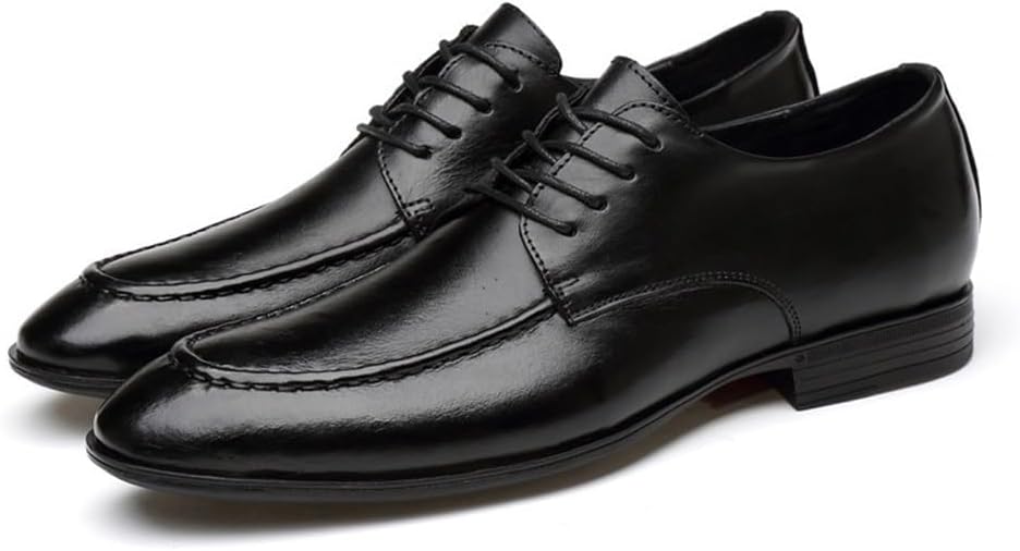 Premium Men's Genuine Leather Oxford Dress Shoes – Classic Lace-Up Formal Round Toe Loafers, Comfortable Non-Slip Business Footwear for Weddings, Office, and Classic Formal Wear
