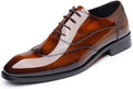 Premium Men's Leather Oxford Dress Shoes – Classic Wingtip Brogue Lace-Up Formal Footwear, Comfortable Breathable Tuxedo Shoes for Business, Weddings, and Office Wear (Brown)