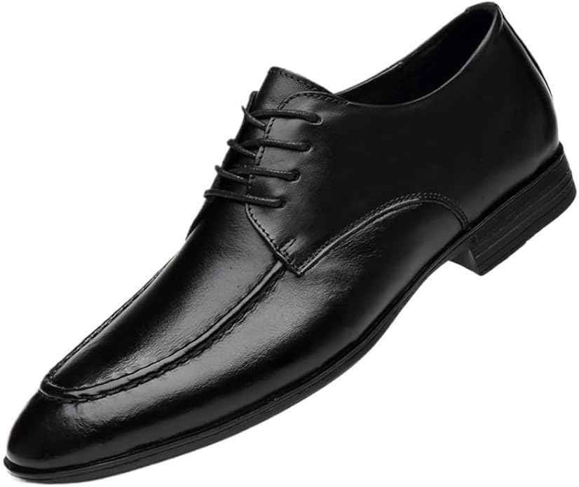 Premium Men's Genuine Leather Oxford Dress Shoes – Classic Lace-Up Formal Round Toe Loafers, Comfortable Non-Slip Business Footwear for Weddings, Office, and Classic Formal Wear