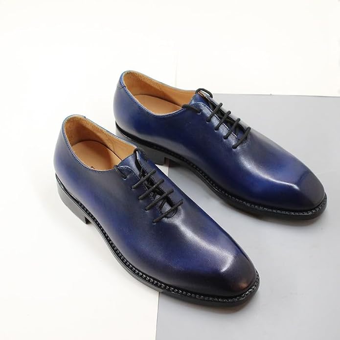 Premium Men's Genuine Leather Handmade Brogue Oxfords – Classic Lace-Up Formal Derby Shoes, Comfortable Round Toe Lug Sole Height-Increasing Footwear for Business, Work, and Office Wear