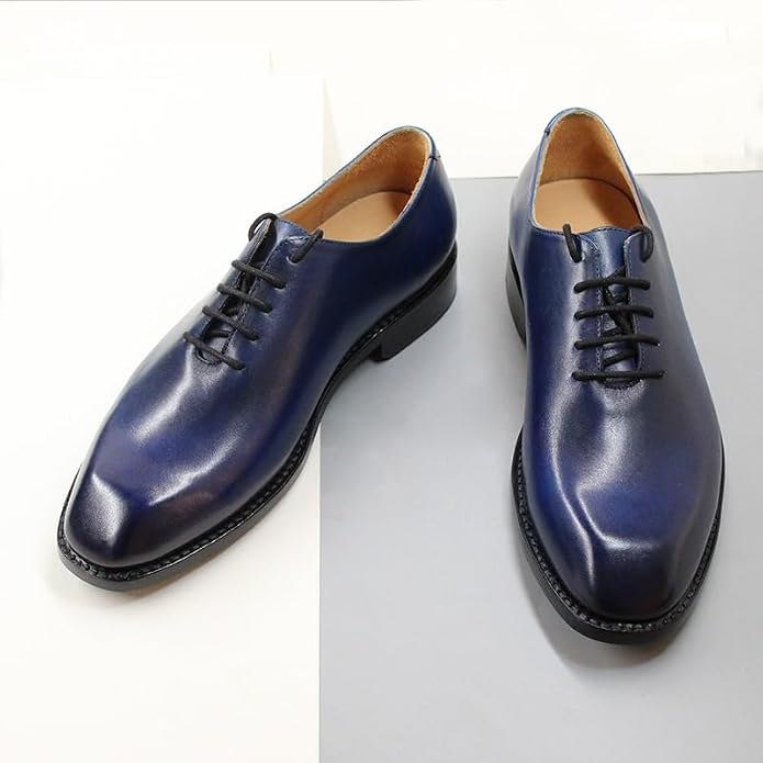 Premium Men's Genuine Leather Handmade Brogue Oxfords – Classic Lace-Up Formal Derby Shoes, Comfortable Round Toe Lug Sole Height-Increasing Footwear for Business, Work, and Office Wear