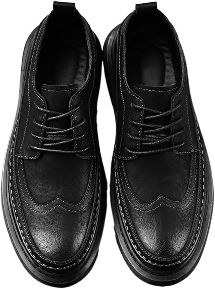 FMURY Men's Versatile Casual Leather Shoes – Outdoor Breathable Lace-Up Driving and Hiking Footwear, Comfortable Lightweight Sneakers for Men (Size 45)