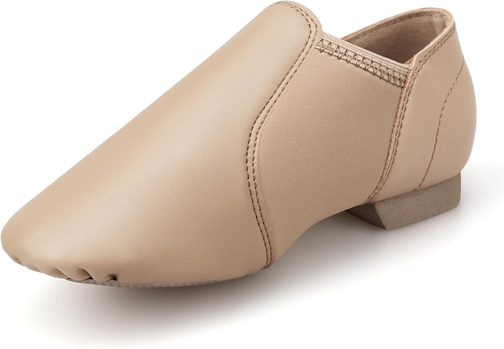 Premium Kids' PU Leather Slip-On Jazz Shoes – Comfortable Stretch Dance Footwear for Girls and Boys