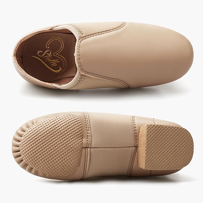 Premium Kids' PU Leather Slip-On Jazz Shoes – Comfortable Stretch Dance Footwear for Girls and Boys